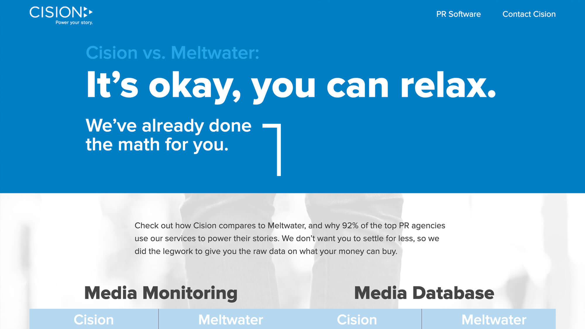 A screenshot of the Cision vs. Meltwater SEM campaign designed by Jennifer Gadus.